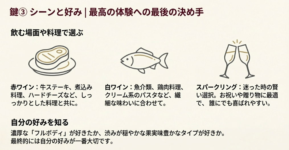 赤ワインと白ワインの使い分け