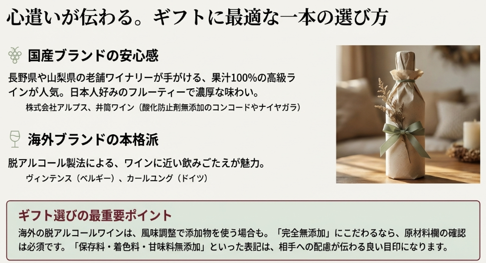 ギフト用ノンアルコールワインの選び方
