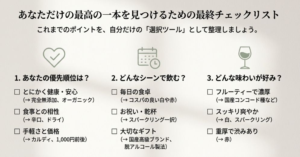 ノンアルコールワイン選び方チェックリスト