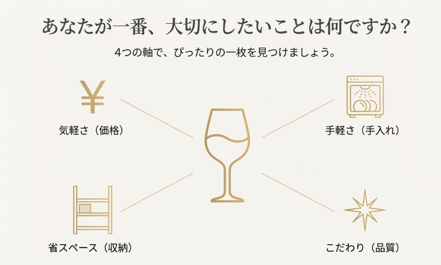 万能ワイングラスを選ぶ4つの重要ポイント