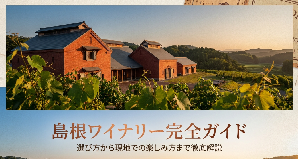 レンガ造りの建物とブドウ畑が広がる島根ワイナリーの外観画像