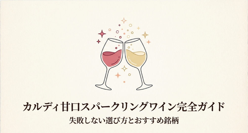 カルディの甘口スパークリングワイン選びを解説する記事のメインビジュアル