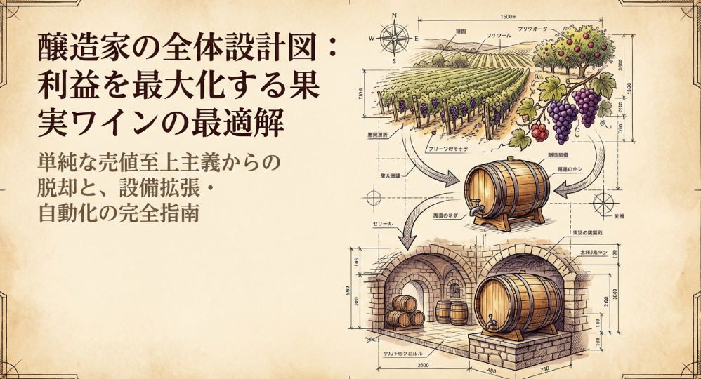 スターデューバレーのワイン運用を、畑・醸造ダル・地下室まで含めて全体設計図として示した導入スライド