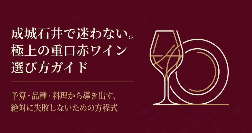 成城石井でフルボディ赤ワインを選ぶために、予算・品種・料理の3軸を示したガイドスライド